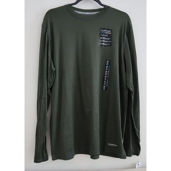Cuddl Duds Mens Sz M Dk Olive Green Far-Infrared Enhance L/S Pajama Crewneck Tee - Picture 1 of 8